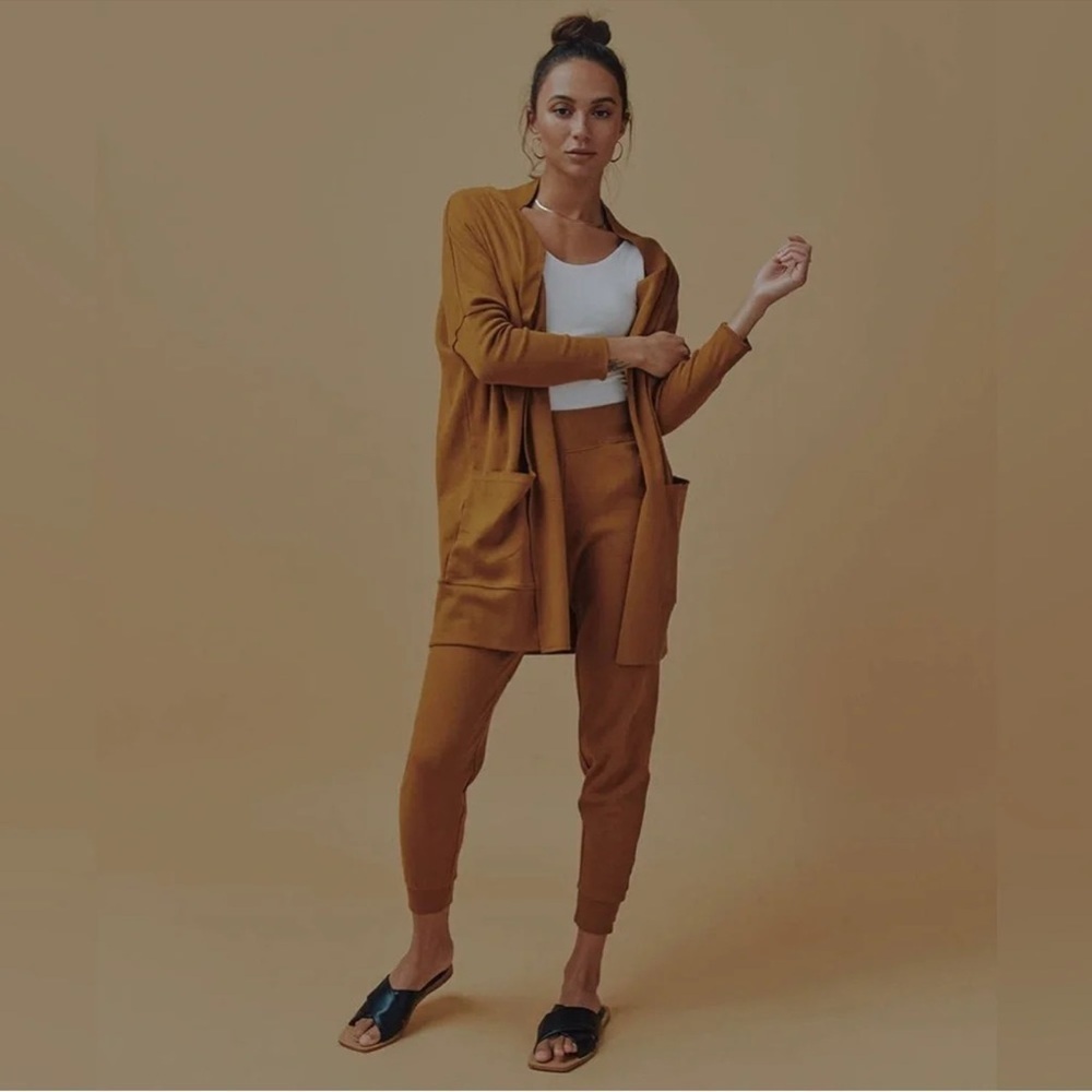 PACT Airplane Cardigan in Chai Heather Organic Cotton Size XS/S
